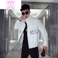 YUANSU潮男外套春秋款加棉加厚上衣2020新款亮片潮流痞帅气休闲时尚夹克夹克