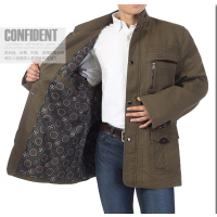 YUANSU春秋季加肥加大号夹克中老年男装特大码外套休闲茄克胖爸爸装棉夹克