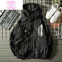 YUANSU欧美秋装新款炫彩反光工装夹克男潮炸街字母情侣机能外套衫夹克