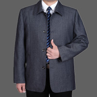 YUANSU肥佬夹克男加肥加大码中老年胖爸爸翻领外套肥佬父亲宽松春秋装夹克