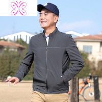 YUANSU爸爸秋装薄款外套宽松休闲上衣中老年人男士春秋季立领夹克衫夹克