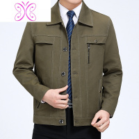 YUANSU中老年夹克男棉外套春秋纽扣款爸爸爷爷中年男士秋装大码茄克衫夹克