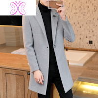YUANSU男士秋冬季中长款呢子大衣英伦西装帅气韩版修身风衣潮流毛呢外套毛呢大衣
