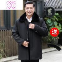 YUANSU中老年男风衣中长款棉衣秋冬季外套男士毛呢大衣棉袄加绒加厚外套毛呢大衣