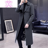 YUANSU风衣男长款过膝秋季韩版修身英伦风超长帅气大衣男装潮流休闲外套毛呢大衣
