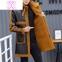 YUANSU冬季中长款大衣男加绒加厚一体皮衣夹克帅气风衣外套秋冬潮流毛呢大衣