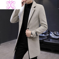 YUANSU毛呢风衣男中长款韩版修身呢子外套2020新款冬季加厚英伦长款大衣毛呢大衣