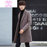 YUANSU风衣男中长款2020新款韩版秋冬季男士毛呢大衣修身休闲呢子外套潮毛呢大衣