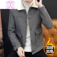 YUANSU男士夹克加绒加厚2020新款秋冬季潮流短款毛呢休闲外套男呢子大衣毛呢大衣