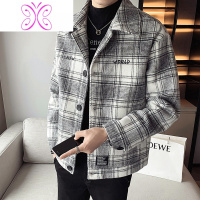 YUANSU秋冬季男士新款夹克韩版休闲毛呢设计感短款外套潮流刺绣呢衣毛呢大衣