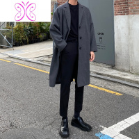 YUANSU韩国呢子大衣男中长款韩版潮流英伦过膝风衣冬季加厚落肩毛呢外套毛呢大衣