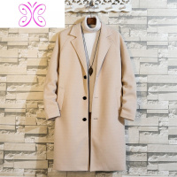 YUANSU潮牌毛呢大衣男中长款过膝风衣英伦风秋冬大码呢子外套黑暗系男装毛呢大衣