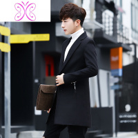 YUANSU风衣男韩版中长款2020新款修身毛呢大衣潮秋冬季外套男装呢子衣服毛呢大衣