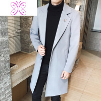 YUANSU秋冬新款大码风衣男中长款大红毛呢大衣男士韩版加厚修身呢子外套毛呢大衣