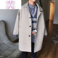 YUANSU秋冬季加厚风衣呢子外套男士潮牌百搭学生帅气宽松中长款毛呢大衣毛呢大衣