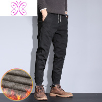 YUANSU加绒加厚毛呢休闲裤子男青年外穿保暖时尚韩版潮流小西裤商务正装毛呢大衣