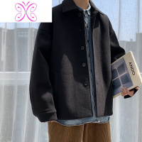 YUANSU毛呢大衣男秋冬季潮牌短款呢子外套韩版潮流宽松帅气情侣呢料褂子毛呢大衣