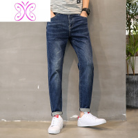YUANSU秋季男士牛仔裤男直筒宽松潮牌百搭浅蓝色弹力休闲长裤男修身潮流牛仔裤男