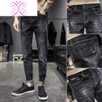YUANSU牛仔裤男2020秋季潮牌弹力修身韩版潮流黑色长裤男士休闲小脚秋季牛仔裤男