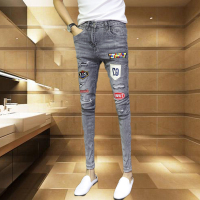 YUANSU网红牛仔裤男修身小脚韩版潮流百搭秋季潮男士九分休闲潮牌弹力裤牛仔裤男