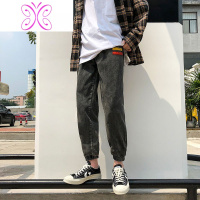 YUANSU2020秋季九分牛仔裤子男潮牌韩版潮流学生百搭束脚修身小脚裤帅气牛仔裤男