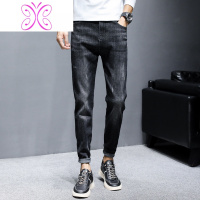YUANSU牛仔队长秋季新款品韩版修身直筒小脚裤弹力商务休闲绣花男生包邮牛仔裤男