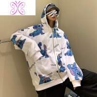 YUANSU2020秋季新款运动男生连帽拉链开衫卫衣健身史迪仔卡通棒球外套卫衣