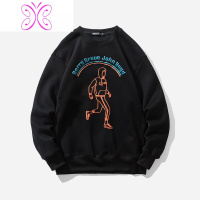 YUANSU格图力机能风高街无帽卫衣男生宽松休闲加绒打底衫趣味印花上衣服卫衣