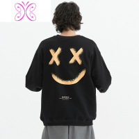 YUANSU日系卫衣男生2020秋季新款笑脸印花休闲上衣圆领套头宽松潮外套l卫衣