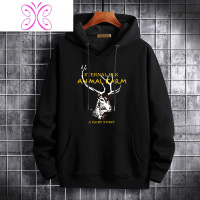 YUANSU秋冬季加绒卫衣男连帽加厚保暖套头宽松带帽男生棉外套潮流大码卫衣