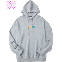 YUANSU韦恩泽维尔加肥加大休闲大码宽松情侣款刺绣连帽内搭卫衣男6599卫衣