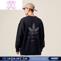 YUANSU男道自制秋季后背枫叶印花卫衣男宽松休闲外套圆领套头衫学生上衣卫衣