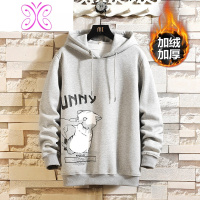 YUANSU秋冬猫咪印花加绒加厚连帽卫衣男士大码宽松学生上衣韩版潮流外套卫衣