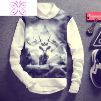 YUANSU秋冬季加厚加绒卫衣男士潮流长袖t恤青年装韩版上衣服圆领打底衫卫衣