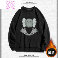 YUANSU芝麻街卫衣男秋冬款加绒潮牌上衣男士外套情侣装无帽加厚圆领男装卫衣