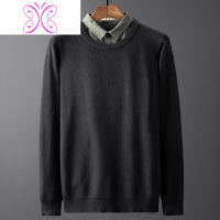 YUANSU假两件毛衣男士衬衫领秋冬季韩版潮流个性日系厚款套头针织衫上衣毛衣