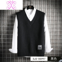 YUANSU衬衫领毛衣男士秋冬季韩版潮流个性宽松假两件V领针织衫背心马甲毛衣