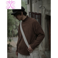 YUANSU危机青年复古泰迪绒半高领毛衣男秋冬加厚日系情侣装宽松上衣女潮毛衣