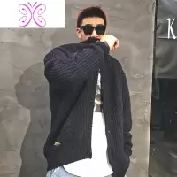 YUANSU春秋款开衫毛衣男镂空粗毛线针织外套潮牌休闲青年男士复古毛线衣毛衣