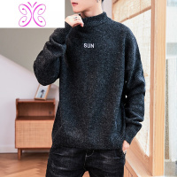 YUANSU男士半高领毛衣冬季加绒加厚款潮流针织衫秋冬打底衫宽松慵懒线衣毛衣