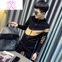 YUANSU秋冬季时尚潮牌半高领针织衫男修身社会精小伙开衫外套百搭毛衣毛衣