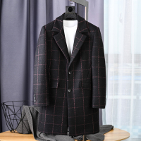 YUANSU大爱款!毛面料加厚棉!秋冬男士商务格子毛呢大衣外套M1767毛呢大衣