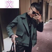YUANSU2020秋冬潮男夹克毛呢外套韩版修身潮流款社会小伙帅气潮牌上衣服毛呢大衣