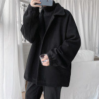 YUANSU男士毛呢大衣秋冬新款韩版潮流宽松大码外套港风休闲纯色百搭夹克毛呢大衣