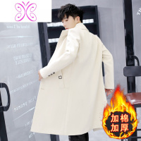 YUANSU新款秋冬季中长款毛呢大衣韩版潮流修身呢褂子帅气风衣男过膝外套毛呢大衣