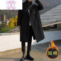 YUANSU秋冬季毛呢大衣男韩版宽松风衣中长款男士过膝呢子英伦风外套潮流毛呢大衣