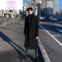 YUANSU韩国毛呢大衣男中长款韩版英伦过膝风衣冬季加厚日系翻领呢子外套毛呢大衣