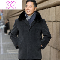 YUANSU中老年毛呢外套男中长款爷爷冬季呢子大衣上衣爸爸装冬装加绒加厚毛呢大衣