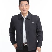 YUANSU秋季爸爸秋装外套秋冬加厚毛呢夹克中年男装冬装50岁中老年呢子40毛呢大衣