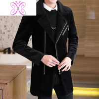 YUANSU男士冬季外套中长款加厚毛呢夹克潮毛呢子褂男装秋冬上衣搭配男装毛呢大衣